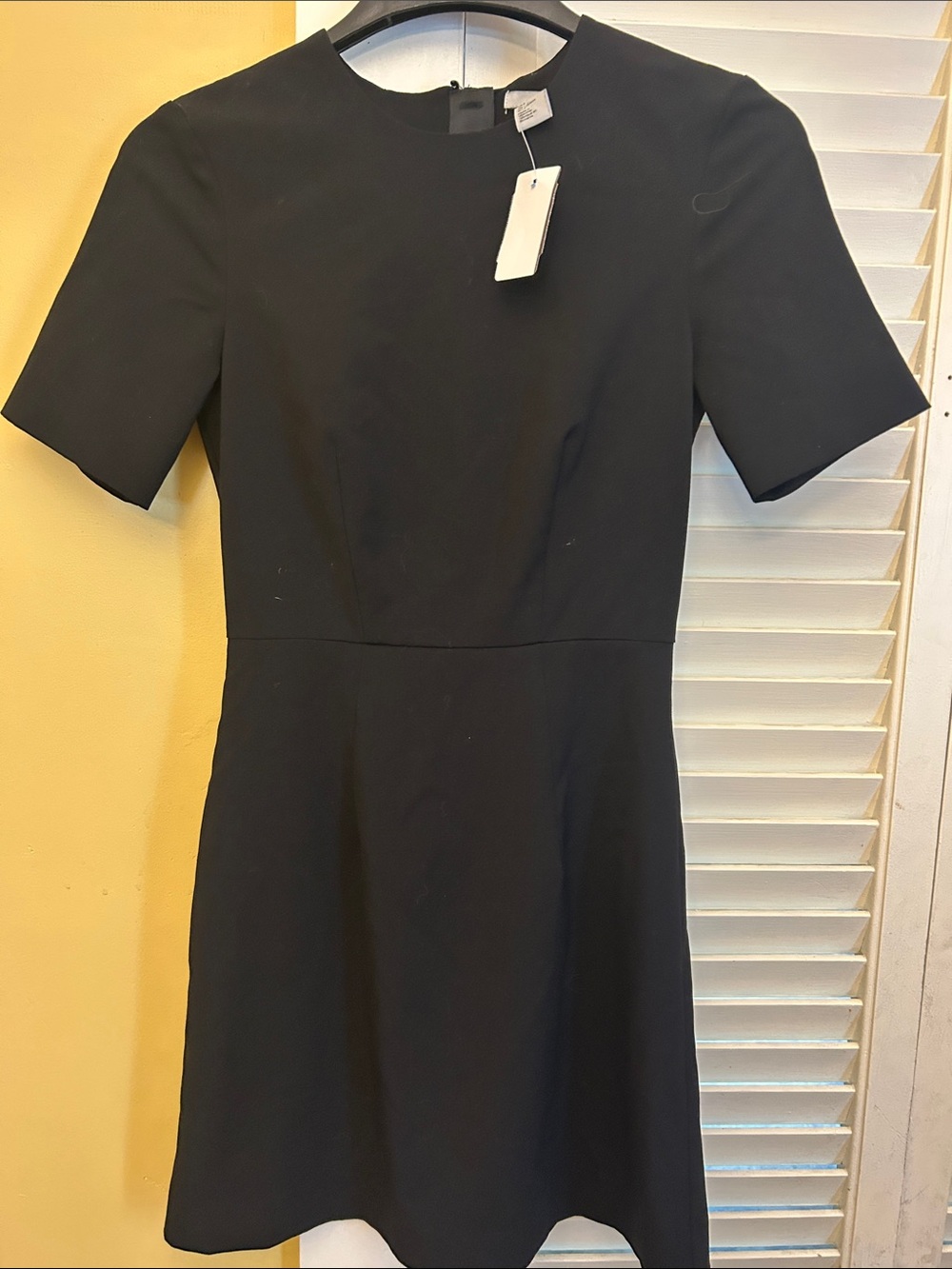 H&M Black Short-Sleeve Fit-and-Flare Dress